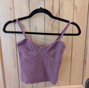 Madewell Corset Detail Crop Sweater Tank | Size S | Color Pressed Grape Purple